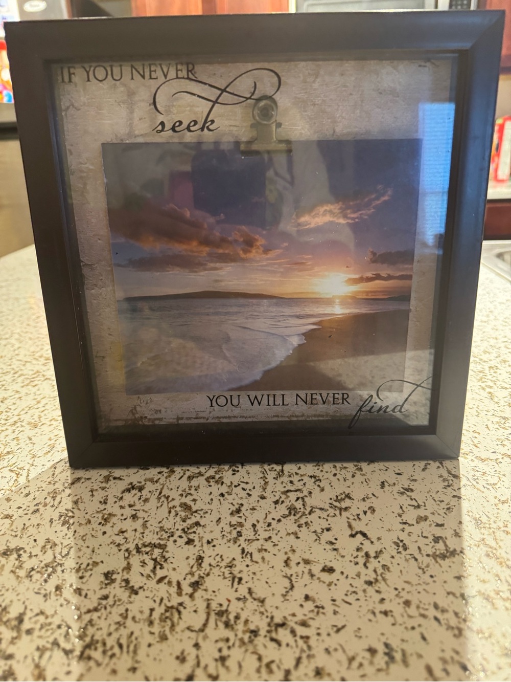 Framed Beach Sunset Wall Art - Black